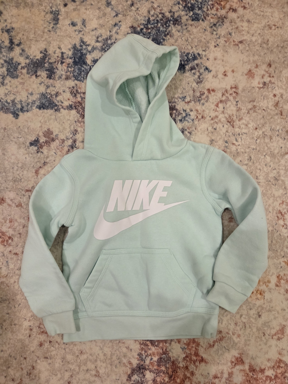 Nike Kids Mint Green Pullover Hoodie with White Logo